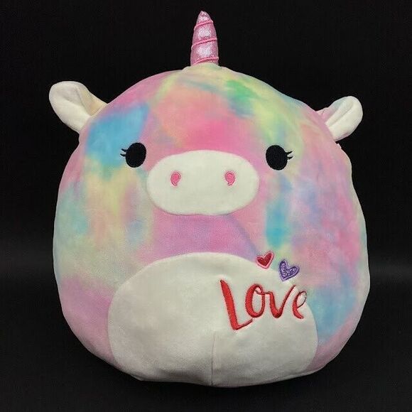 Kellytoy-Squishmallow-Esmeralda- Tie-Dye Valentine's Day Love Unicorn- 14" Plush - Picture 2 of 10